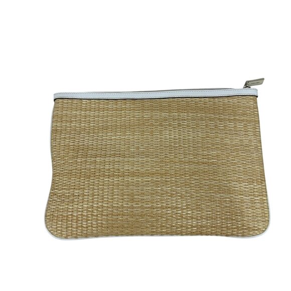 Kate Spade Straw Clutch With Strawberry Embroidery & Zip Closure - Picture 2 of 10